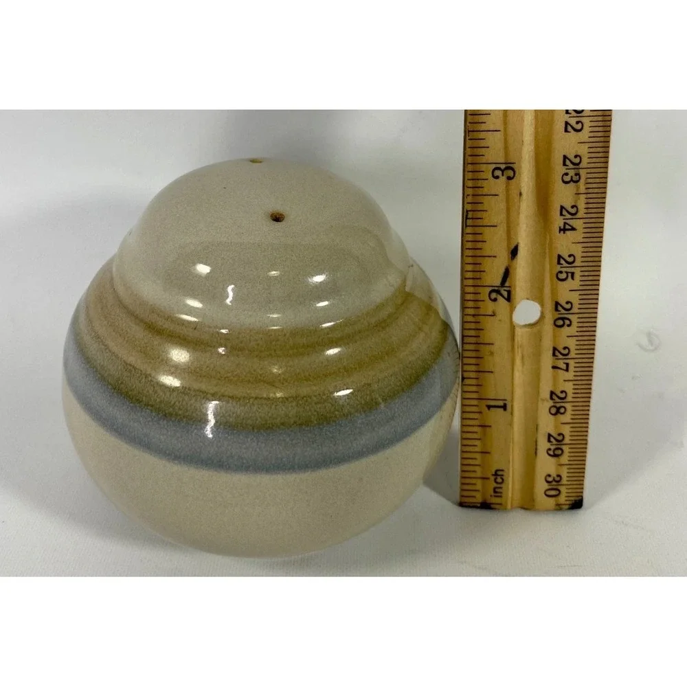 Noritake Stoneware Salt and Pepper Shakers Vintage Japan Striped Beehive Round